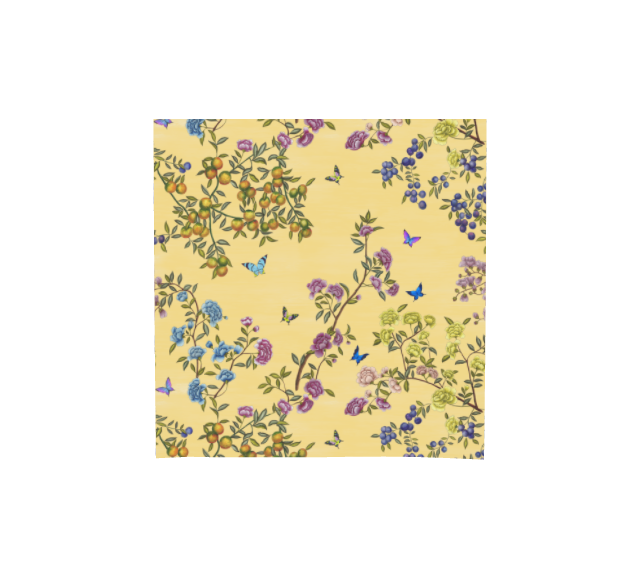 Square Scarf - Orchard Reverie - Custard Yellow - Silk
