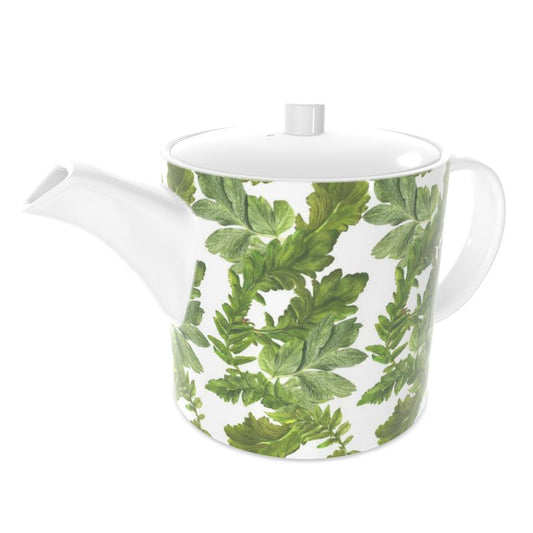 Teapot Hand-Painted Fine Bone China – Fresh Botanical Elegance - White