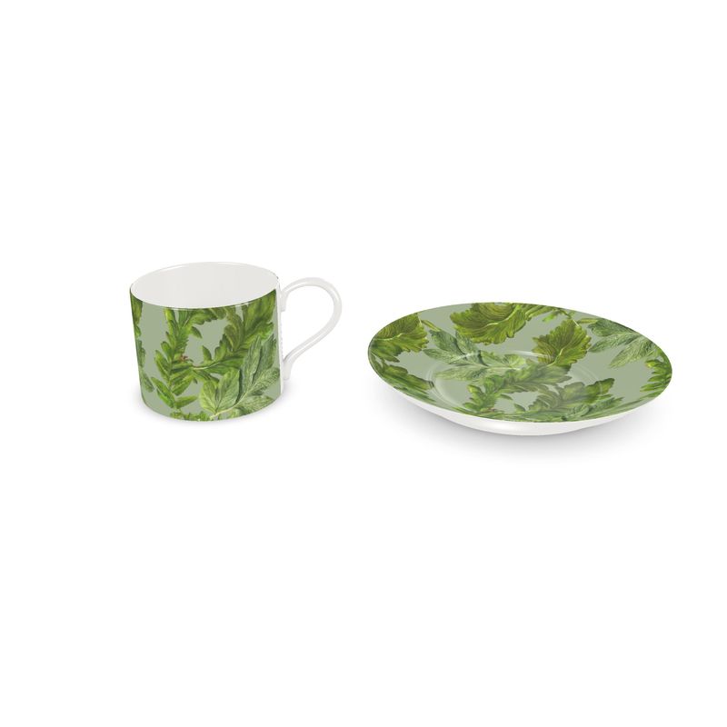 Cup Hand-Painted Fine Bone China Cup and Saucer Set - Sage Green