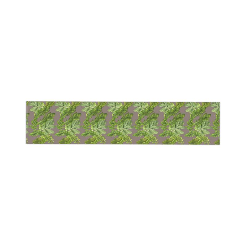 Table Runner Fabric– Leaf Elegance Design - Taupe Grey