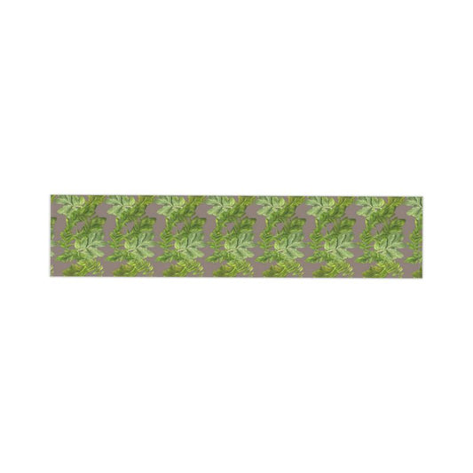 Table Runner Fabric– Leaf Elegance Design - Taupe Grey