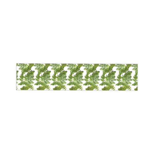 Table Runner Fabric– Leaf Elegance Design -White