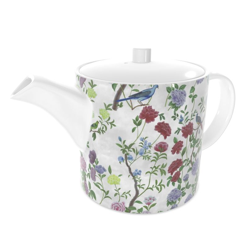 Teapot - Whimsical Chinoiserie Bird & Bloom