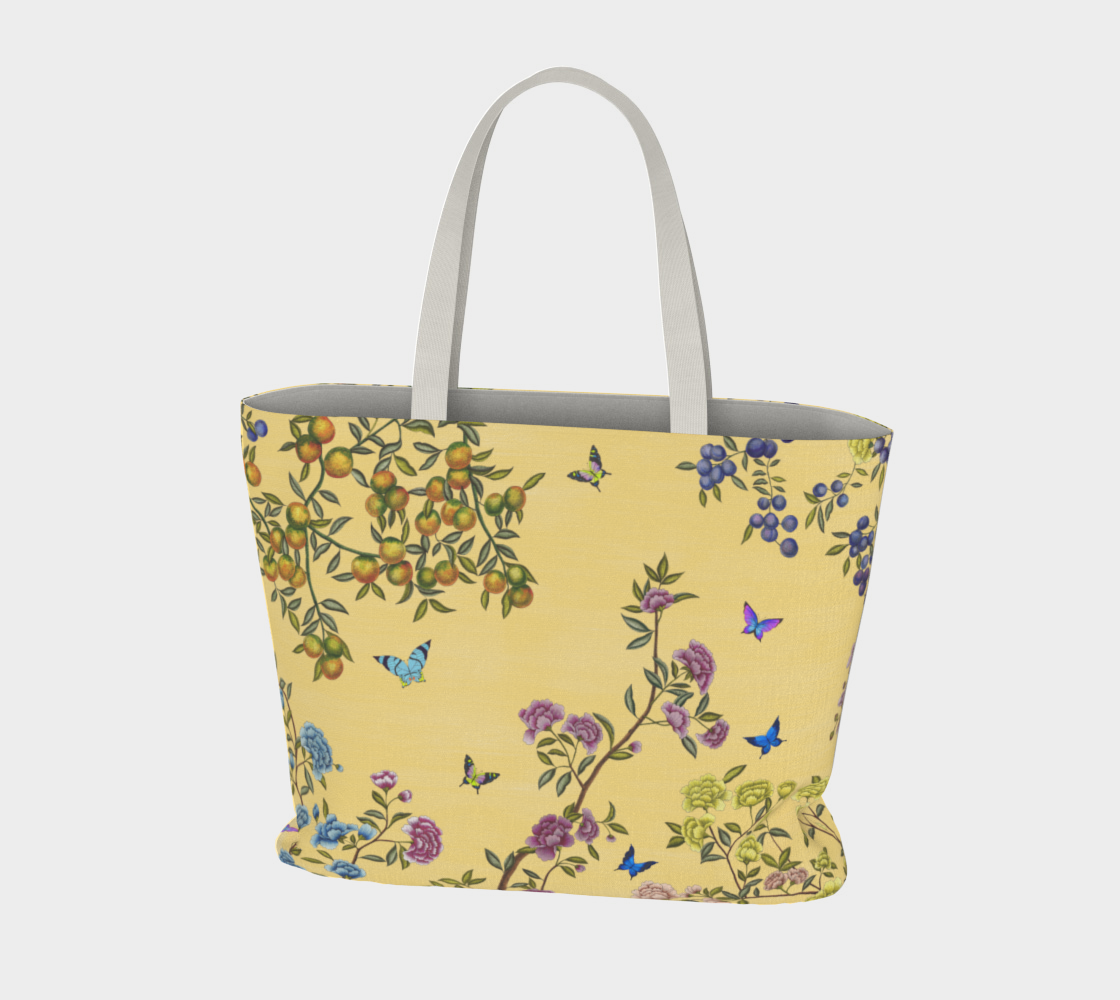 Large Tote Bag - A Butterfly's Dream - Custard Yellow