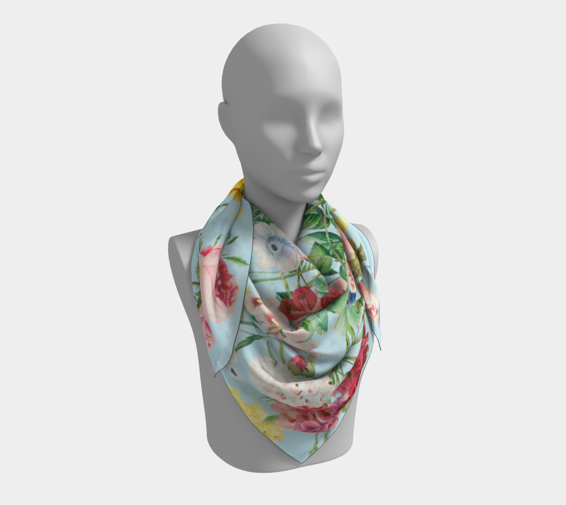 Scarf Silk Redouté Baby Blue