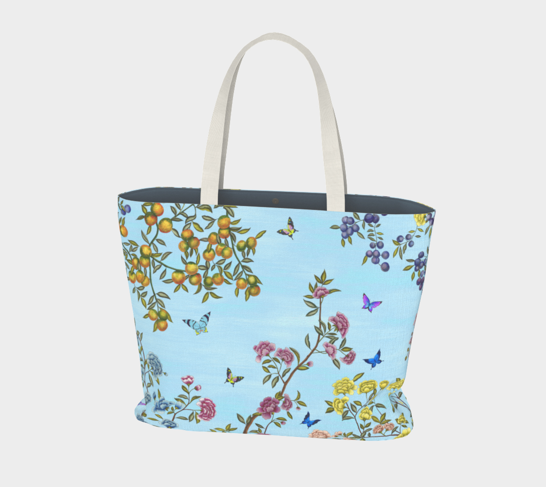 Large Tote Bag - A Butterfly's Dream - Baby Blue