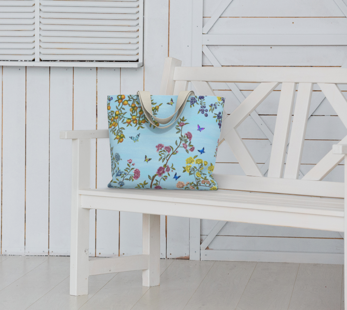 Large Tote Bag - A Butterfly's Dream - Baby Blue