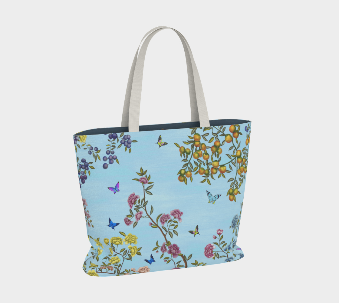 Large Tote Bag - A Butterfly's Dream - Baby Blue