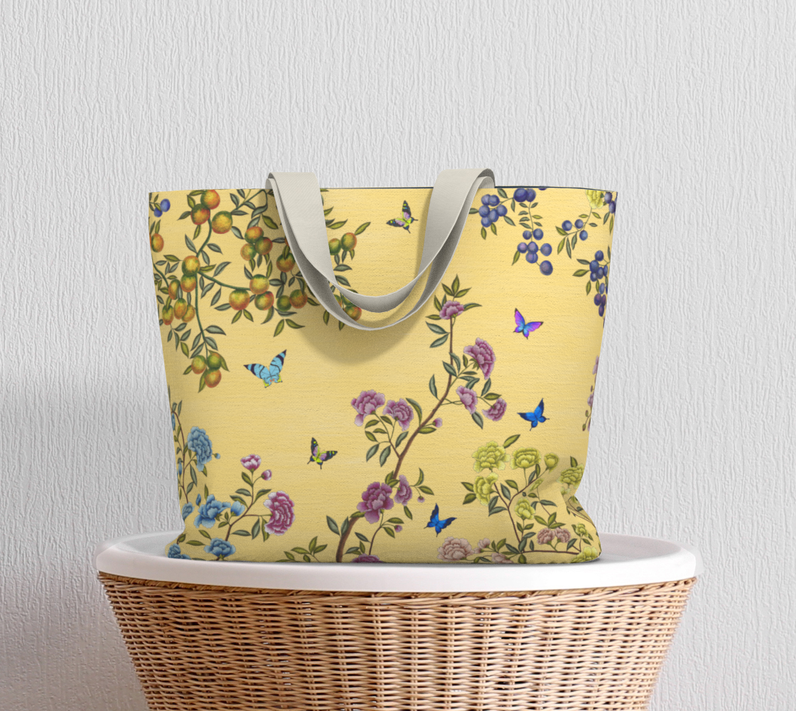 Large Tote Bag - A Butterfly's Dream - Custard Yellow