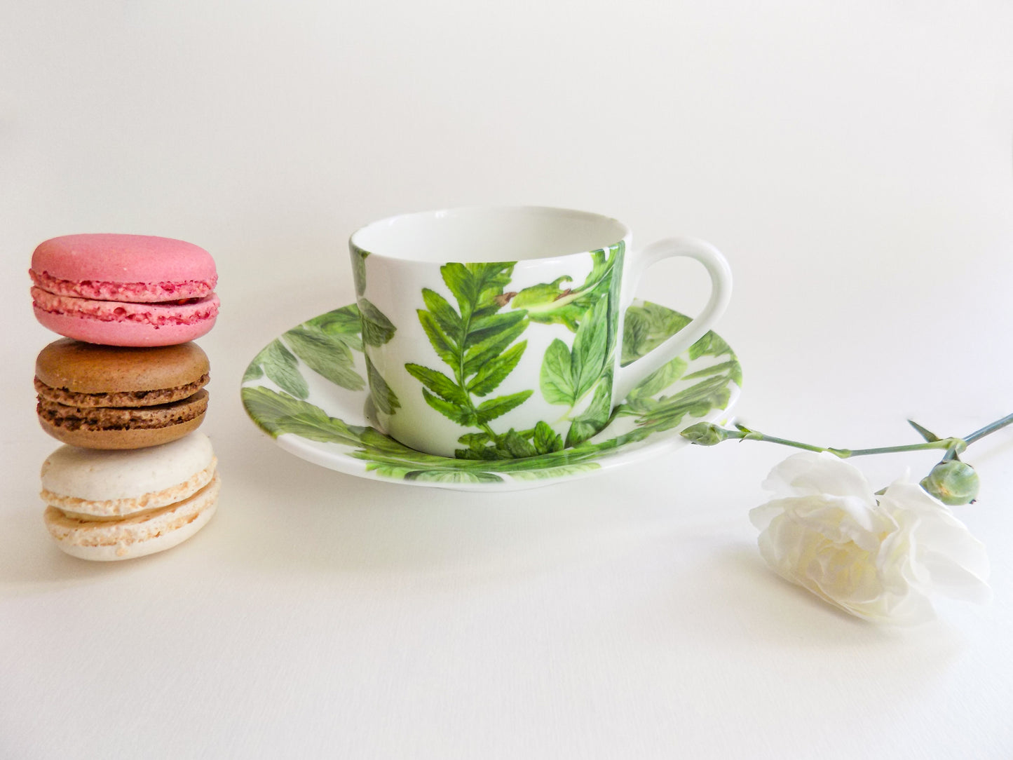 Cup Hand-Painted Design Fine Bone China Cup and Saucer Set - White