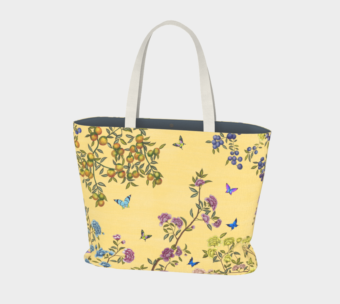 Large Tote Bag - A Butterfly's Dream - Custard Yellow