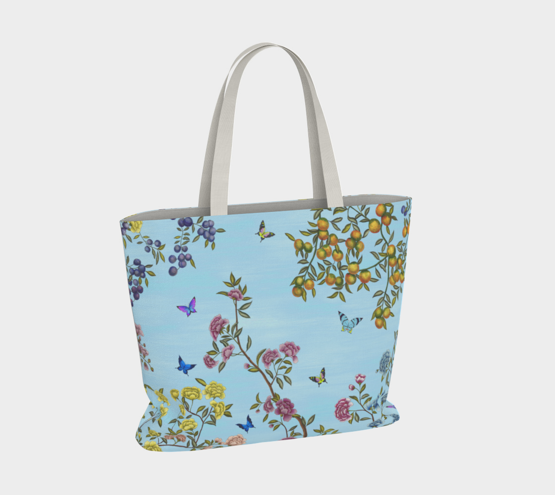 Large Tote Bag - A Butterfly's Dream - Baby Blue