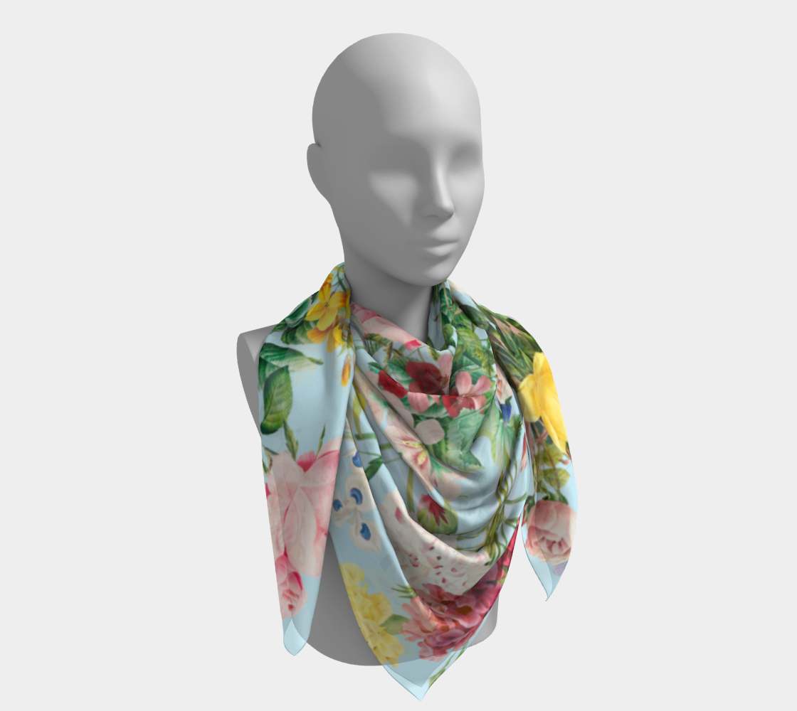 Scarf Silk Redouté Baby Blue