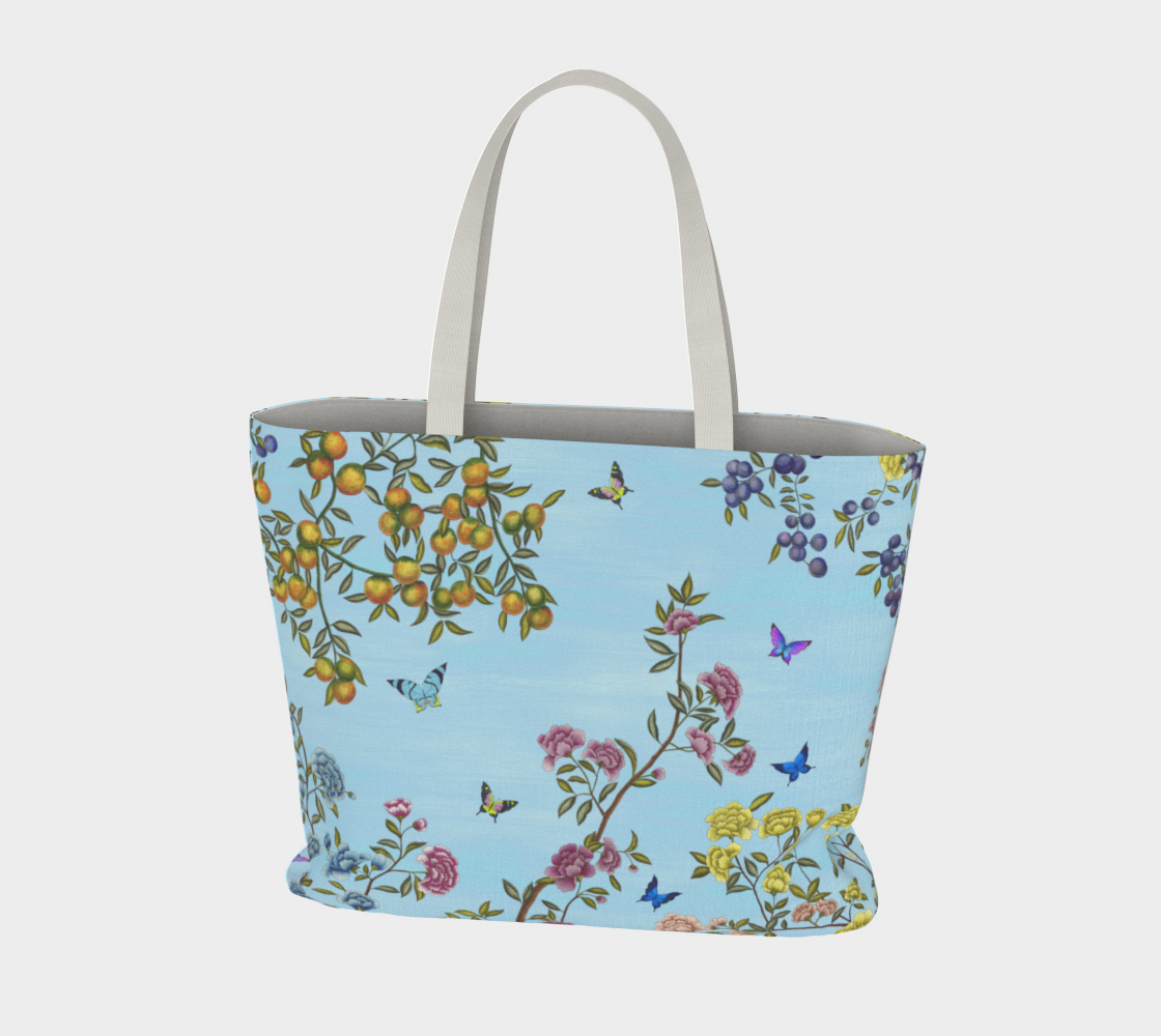 Large Tote Bag - A Butterfly's Dream - Baby Blue