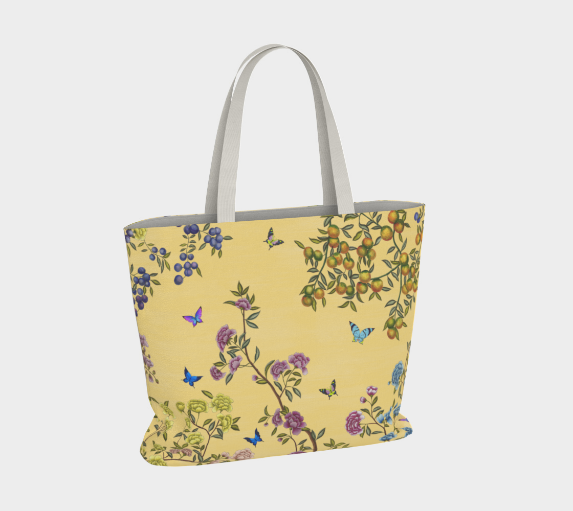 Large Tote Bag - A Butterfly's Dream - Custard Yellow