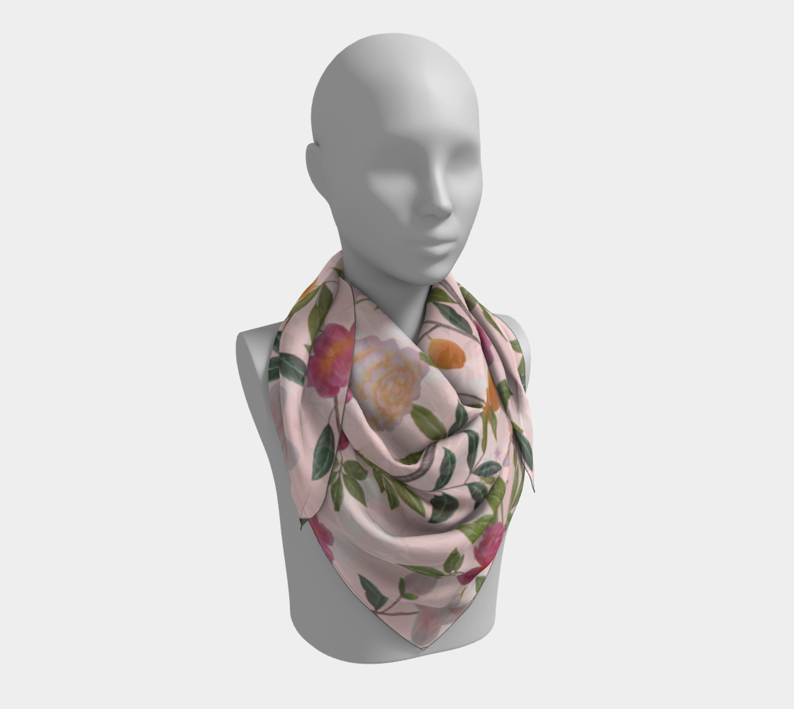 Square Scarf - Floral Lemon Grove - Powder Pink - Silk