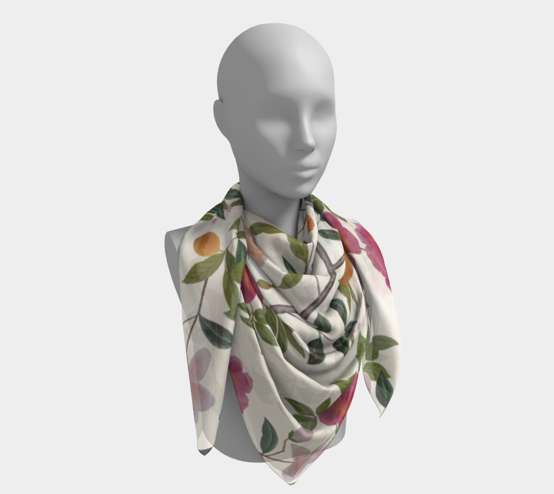 Square Scarf - Floral Lemon Grove - Ivory - Silk