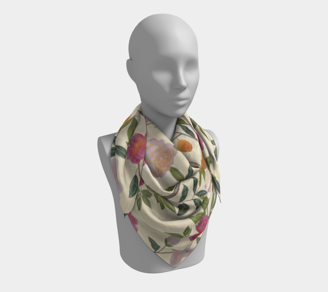 Square Scarf - Floral Lemon Grove - Écru - Silk