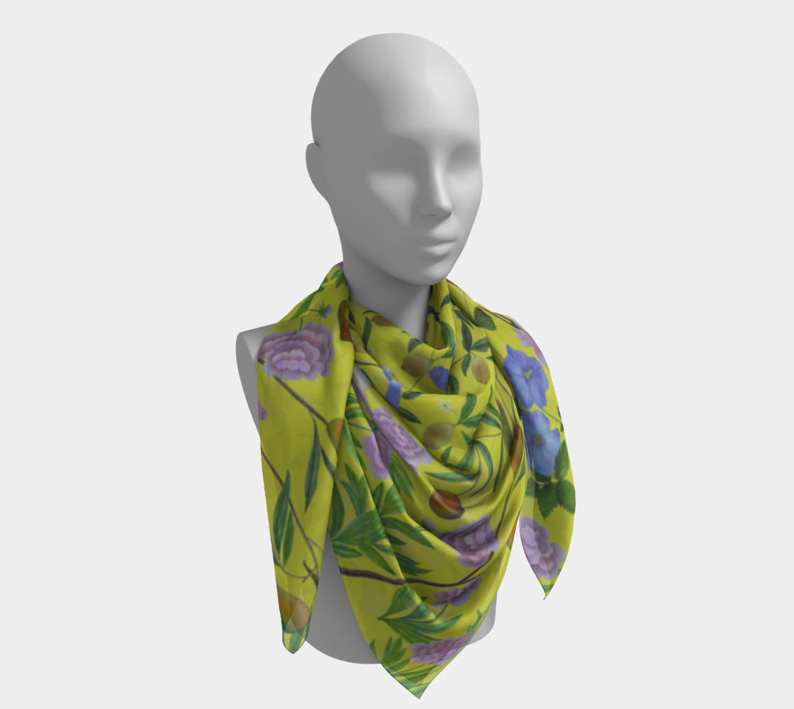 Square Scarf - The Garden Party - Yellow - Silk