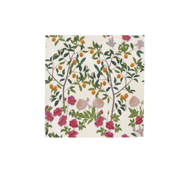 Square Scarf - Floral Lemon Grove - Ivory - Silk